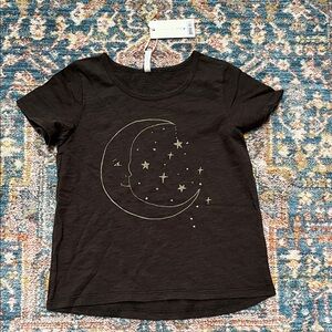 Rylee + Cru Black Tee with Gold Moon and Stars